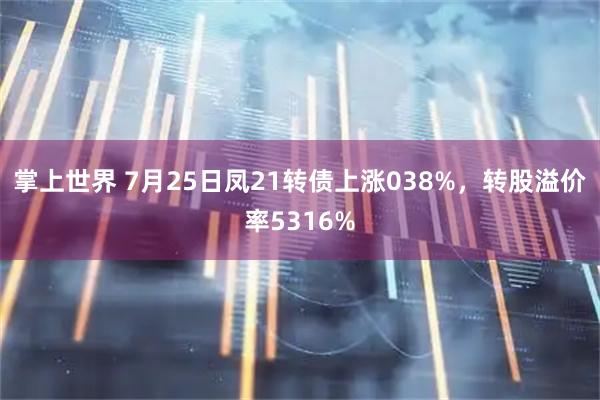 掌上世界 7月25日凤21转债上涨038%，转股溢价率5316%