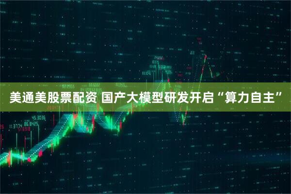 美通美股票配资 国产大模型研发开启“算力自主”